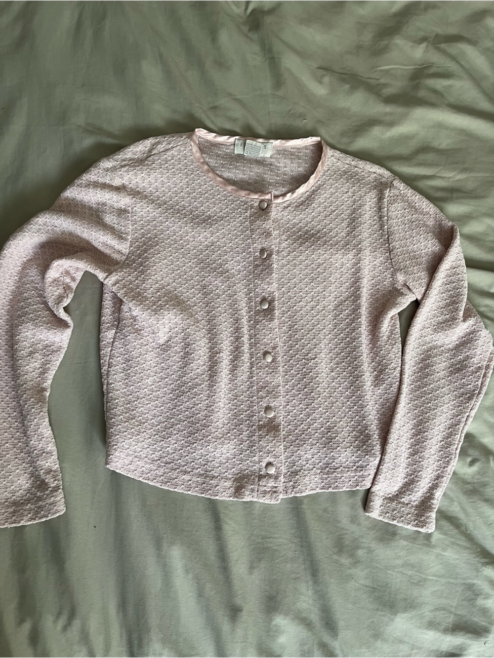 Express Pale Pink Textured Button-Front Cardigan